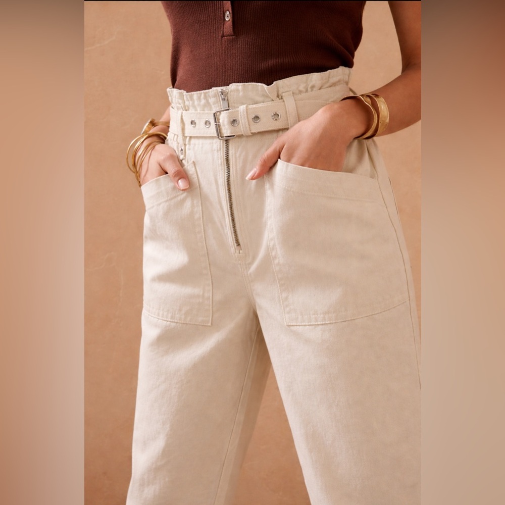 NEW Banana Republic Paperbag Waist Cropped Pants LinenBlend 12